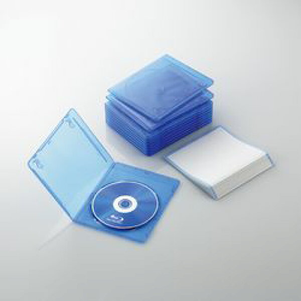 エレコム ELECOM スリムBlu-rayディスクケース(1枚収納タイプ10枚セット)クリアブルー(CCD-BLUS110CBU) メーカー在庫品