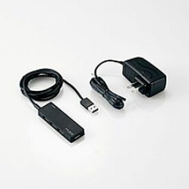【P5E】エレコム USBHUB2.0 AN4Sシリーズ ACアダプタ セルフパワー 4ポート ブラック(U2H-AN4SBK) メーカー在庫品