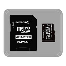 HIDISC microSDHCカード 64GB CLASS10 UHS-1対応 高速転送 Read80 SD変換アダプタ(HDMCSDX64GCL10UIJP3) 取り寄せ商品