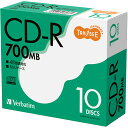 Verbatim データ用CD-R 700MB 48倍速 ブランドシルバー 5mmスリムケース 1パック(10枚)(4991348084684 x1) 目安在庫=○