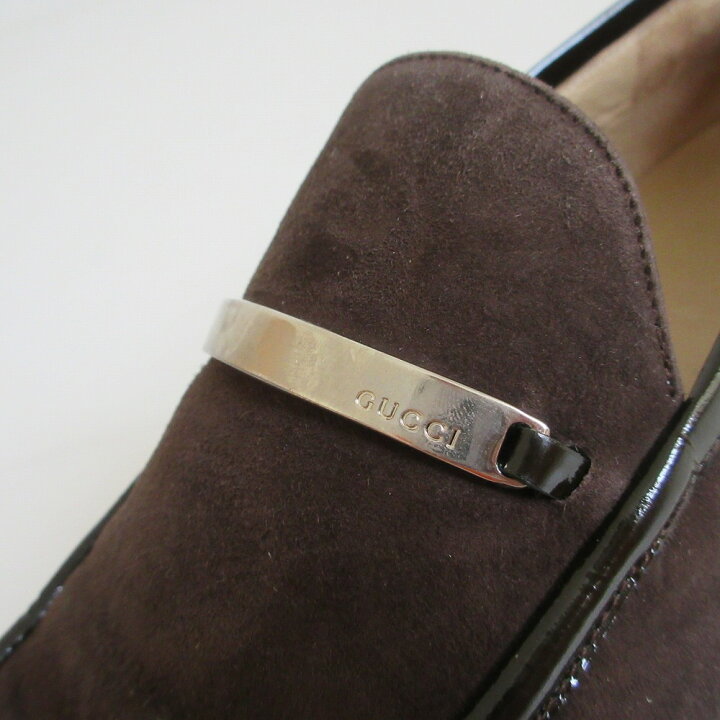 楽天市場】GUCCI グッチ 1000438 ロゴプレート スエード ローファー 
