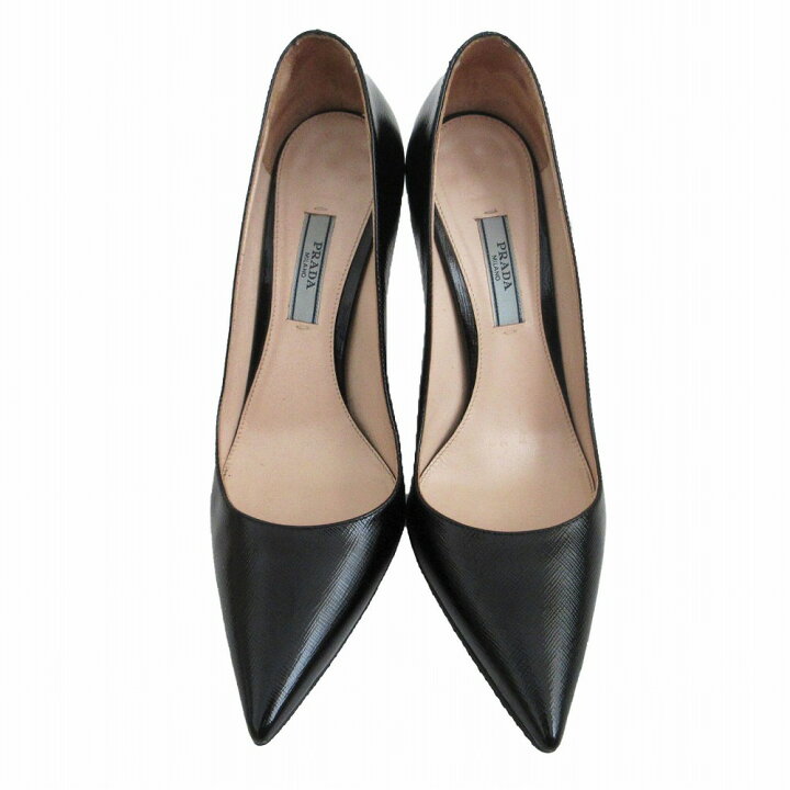 プラダ パンプス ポインテッドトゥ パテントレザー アンクルストラップ  