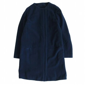 BLUE les copains ブルー レコパン ノーカラー コート ジップアップ アウター ブルー サイズM レディース 【中古】