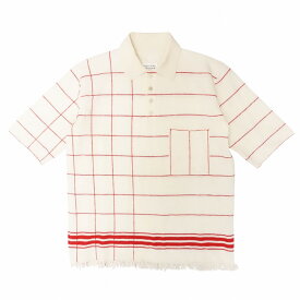 22ss Maison Margiela 10 マルジェラ ニット ポロシャツ 半袖 フリンジ装飾 オーバーサイズ トップス M アイボリー メンズ 【中古】