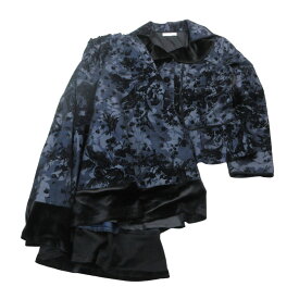 COSA-NOSTRA コーザノストラ 花柄 セットアップ ジャケット スカート スーツ フロッキー ベロア 42 L ブラック レディース 【中古】