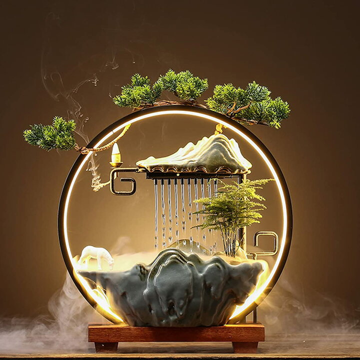 楽天市場】卓上噴水 屋内噴水 霧 LED 日本の屋内噴水 瞑想用 逆流香付き 人工植物 風水 装飾 幸運 富 : Comset 楽天市場店 SUNESA 卓上噴水 中国スタイル 屋内卓上噴水 - セラミック循環噴水 ポータブル 禅 瞑想 滝 装飾 デスクトップ 屋内噴水