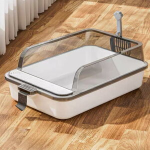 猫用 トイレ 本体 大きい猫 大きいトイレ ゆったり広々 飛び散り防止カバー付き 掃除便利 猫トイレ 一体型 飛散防止 サイズ(約) 幅46×奥29×高16cm