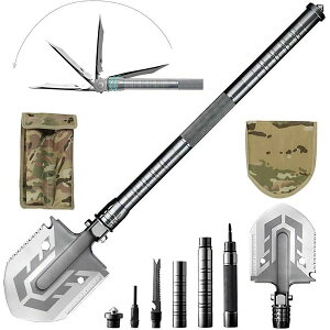 スコップ 多機能スコップ 多機能シャベル 折りたたみ シャベル 車載スコップ 雪かき 取り外し可能 キャンプ・アウトドア 17種機能付き | 園芸 泥取り 緊急時用 収納バッグ付き 一年間品質保