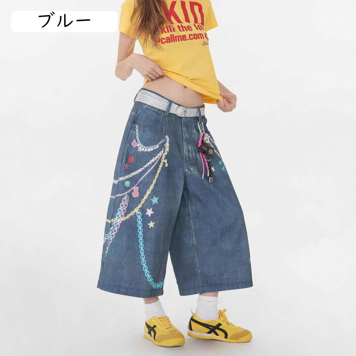 Y2k レディース Y2kファッション デニム デニム ワイドパンツ 