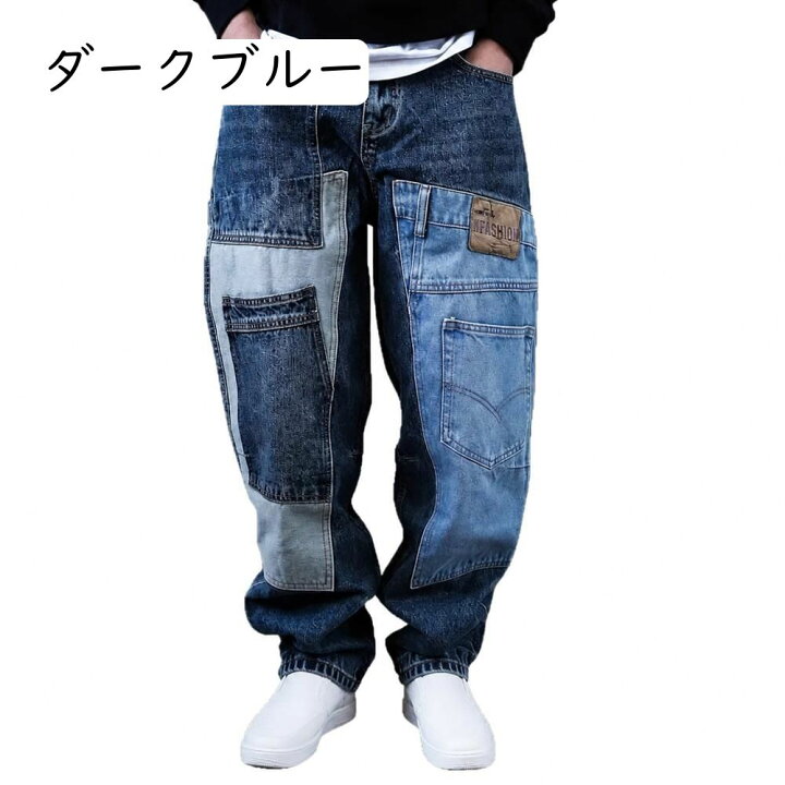 楽天市場】【再構築リメイク風】 デニムパンツ メンズ ワイドパンツ 