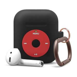 AirPods ケース カラビナ 付 耐衝撃 シリコン カバー レトロデザイン 傷防止 保護 アクセサリー Qi ワイヤレス 充電対応 [ Apple AirPods1 第1世代 MMEF2J/A & AirPods2 第2世代 MRXJ2J/A MV7N2J/A MR8U2J/A Wireless Cha