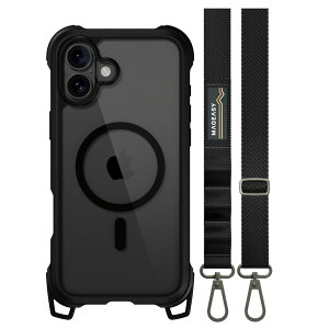 iPhone 16 Plus �P�[�X �V�����_�[ �X�g���b�v �t�� �N���A MagSafe �Ή� �ϏՌ� MIL�K�i �}�O�Z�[�t �X�}�z�P�[�X [ iPhone16Plus �A�C�t�H�� 16 �v���X �Ή� ] MagEasy Odyssey +Strap M