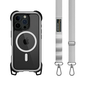 iPhone 16 Pro �P�[�X �V�����_�[ �X�g���b�v �t�� �N���A MagSafe �Ή� �ϏՌ� MIL�K�i �}�O�Z�[�t �X�}�z�P�[�X [ iPhone16Pro �A�C�t�H�� 16 �v�� �Ή� ] MagEasy Odyssey +Strap M