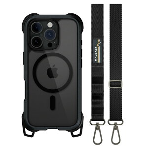 iPhone 16 Pro �P�[�X �V�����_�[ �X�g���b�v �t�� �N���A MagSafe �Ή� �ϏՌ� MIL�K�i �}�O�Z�[�t �X�}�z�P�[�X [ iPhone16Pro �A�C�t�H�� 16 �v�� �Ή� ] MagEasy Odyssey +Strap M
