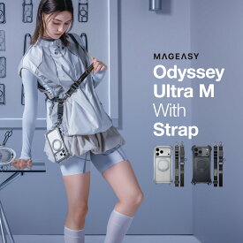 iPhone 17 Pro ケース クリア ショルダー ストラップ MagSafe対応 スタンド 耐衝撃 スマホケース マグセーフ ショルダーケース [ iPhone17Pro アイフォン17Pro 対応 携帯ケース ] MagEasy Odyssey Ultra M With Strap