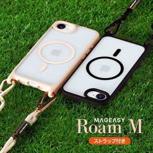 iPhone 17e iPhone 16e �P�[�X �V�����_�[ �X�g���b�v �t�� �N���A �}�O�l�b�g �����O�t�� �ϏՌ� MIL�K�i �}�O�l�b�g�����O �X�}�z�P�[�X [ iPhone16e �A�C�t�H��16 e �Ή� ] MagEasy Roam M