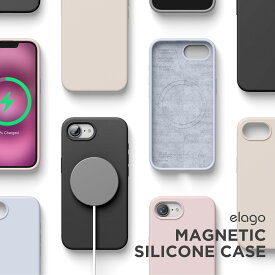 iPhone 16e ケース マグネット 付き シリコン 耐衝撃 スマホケース 指紋 防止 サラサラ シリコンケース [ iPhone16e アイフォン16 e 対応 ] elago MAGNETIC SILICONE CASE