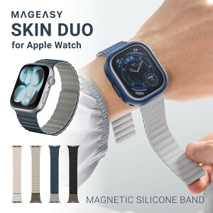 Apple Watch 42mm 41mm 40mm �o���h �V���R�� �}�O�l�b�g ���� �����Y ���f�B�[�X �A�b�v���E�H�b�`�o���h [ �A�b�v���E�H�b�` 12 11 10 �� AppleWatch SE3 SE2 SE �Ή� ] MagEasy SKIN DUO
