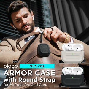 AirPods Pro2 P[X ϏՌ h~ Xgbv t VR Jo[ Lightning USB-C CX[d MagSafe Ή [ Apple AirPods Pro 2 Abv GA|bcv2 2 Ή ] elago ARMOR CASE with Round Strap