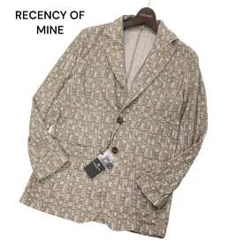 【新品 未使用】 RECENCY OF MINE アバハウス 通年 総柄デザイン★ ストレッチ カット アンコン ジャケット Sz.46　メンズ