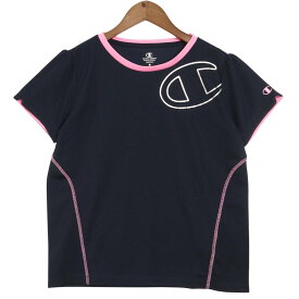 Champion チャンピオン 春夏 ジャージ★ ロゴ 半袖 カットソー Tシャツ Sz.L レディース トレーニング