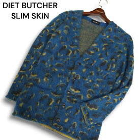 DIET BUTCHER SLIM SKIN ダイエットブッチャー スリムスキン 秋冬 モヘア★ レオパード柄 ニット カーディガン Sz.1 メンズ