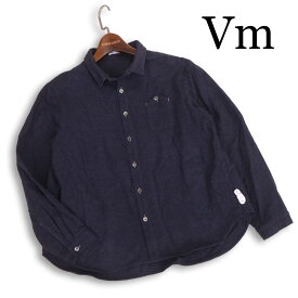 Vm ヴーム パラスパレス取扱 秋冬★ 長袖 シャモア クロス シャツ Sz.0 レディース 紺 ネイビー 日本製