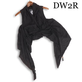 DW2R ディダヴルトゥアール センソユニコ 春夏★ ドレープ デザイン 麻 リネン混 ベスト ジレ 日本製 Sz.38 レディース 黒