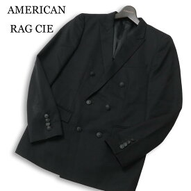 AMERICAN RAG CIE アメリカンラグ シー 通年 背抜き★ 刻印ボタン ダブル ブレザー テーラード ジャケット Sz.1 メンズ 黒