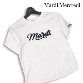 Mardi Mercredi マルディメクルディ 春夏★ 半袖 ロゴプリント ショート丈 Tシャツ カットソー Sz.ONE SIZE レディース 白