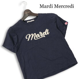 Mardi Mercredi マルディメクルディ 春夏★ 半袖 ロゴ刺繍 ショート丈 Tシャツ カットソー Sz.ONE SIZE レディース 紺