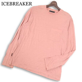 ICEBREAKER アイスブレーカー IT11870 通年 メリノウール★ NATURE DYED 長袖 ポケット ロンTシャツ カットソー Sz.M メンズ