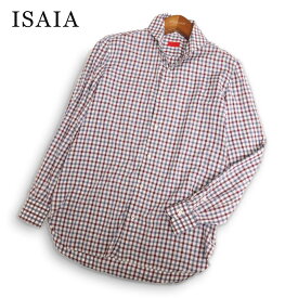 イタリア製★ ISAIA イザイア 通年★ 長袖 チェック ホリゾンタルカラー シャツ Sz.40 メンズ