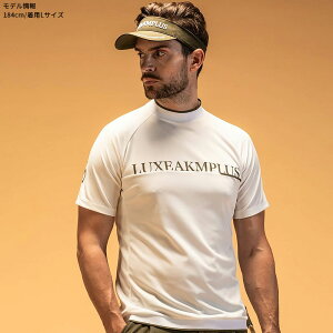 LUXE AKM PLUS ゴルフウェア メンズ デザイン モックネック カットソー 半袖 トップス ブランド リュクス エーケーエム プラス ストレッチ 速乾 軽量 20代 30代 40代 50代 春 夏 機能性 伸縮性 おし