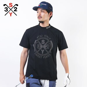 【送料無料】メンズ ゴルフウェア 半袖 モックネックトップス カットソー ブランド SY-32 20代 30代 40代 50代 ゴルフ 機能性 ストレッチ 伸縮性 軽量 吸水速乾 UV防止 紫外線カット ロゴ 刺繍 デ