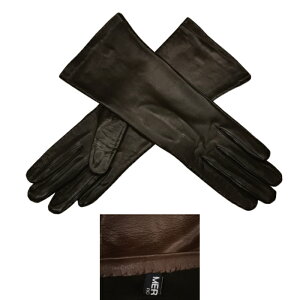 MEROLA ( メローラ ) レディース ロング 革 手袋 ナパレザー シルク 100% ライニング イタリア製 ハンドメイド レザー グローブ 長め 女性用 ギフトブラック / ブラウンNo. LN- 010/090 -SL