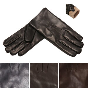 MEROLA ( メローラ ) 革 手袋 ナパレザー カシミア 100% ライニング イタリア製 メンズ ハンドメイド レザーグローブ カシミヤ ブラック (ライニングベージュ) / ネイビー / ブラウン / ダークブ