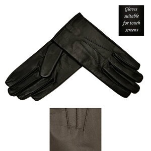 MEROLA ( メローラ ) タッチスクリーン 対応 スマホ タッチ 革 手袋 ナパレザー シルク ライニング イタリア メンズ ハンドメイド グローブ ブラック / ダークブラウンNo. MNT- 010/480 -S