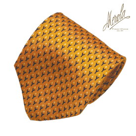 MEROLA（ メローラ ) イタリア製 ネクタイ 50 オンス - MEROLA SERIES - シルク素材イエロー×小枝模様 ( ネイビー ) 全長約 149 cm 大剣約 9 cmメンズ ギフト オールシーズン インポート オシャレ エレガントNo. NO-1011-MI
