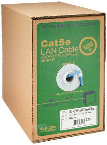 �y���������z�G���R�� LAN�P�[�u�� 100m ����p CAT5e RoHS�w�ߑΉ� �u���[ LD-CT2/BU100/RS