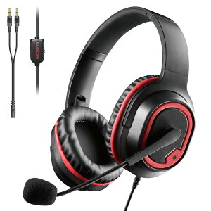 �y���������z�G���R�� �Q�[�~���O�w�b�h�Z�b�g �����I�[�o�[�w�b�h PS5 PS4 Switch SwitchLite 2m �y�ʃ��f�� �u���b�N HS-G30BK