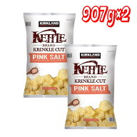 カークランドシグネチャー ケトル ピンクソルト ポテトチップス 907g ×2 │ 大容量 厚切りポテト 輸入菓…