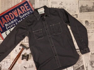 SUGAR CANE : FICTION ROMANCE 8.5oz. BLACK WABASH STRIPE WORK SHIRT [SC29585] / VK[P[ tBNV}X 8.5IX ubNEHobVXgCv [NVc