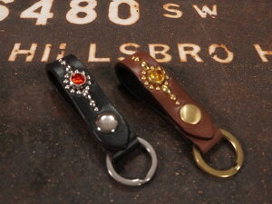 COLIMBO : JEWEL STUDDED LEATHER KEY RING �gHELIOS�h [ZA-0706] / �R�����{ �W���G�� �X�^�b�Y ���U�[�L�[�����O