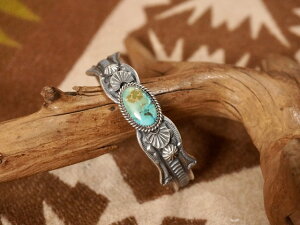 INDIAN JEWELRY : NAVAJO TURQUOISE SILVER BANGLE h KEVIN BILLAH g / CfBA WG[ ioz ^[RCY Vo[oO