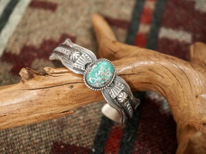 INDIAN JEWELRY : NAVAJO TURQUOISE SILVER BANGLE h KEVIN BILLAH g / CfBA WG[ ioz ^[RCY Vo[oO
