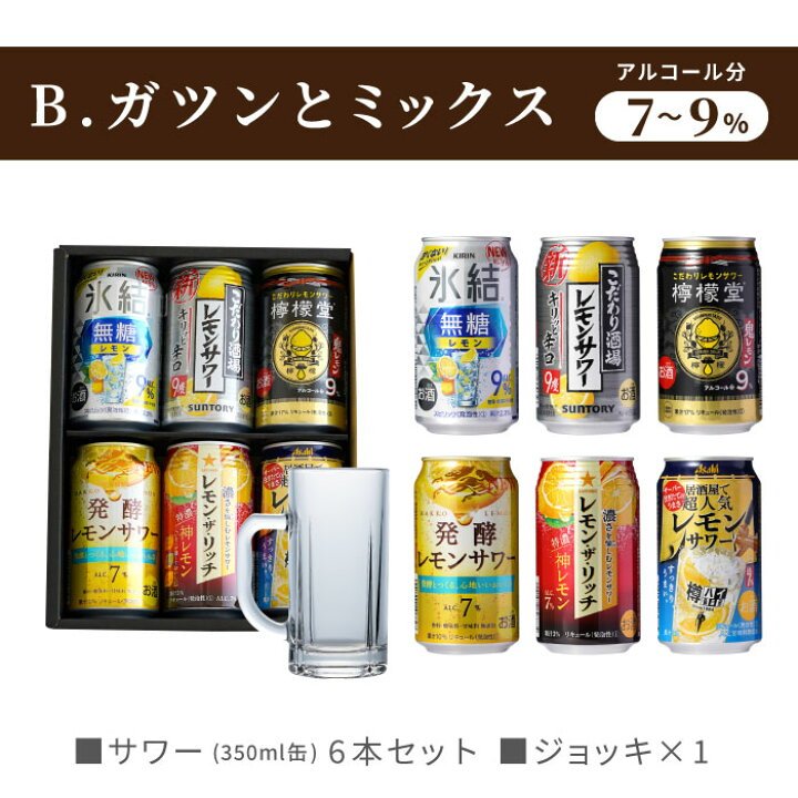 楽天市場 チューハイ 詰め合わせ ギフト セット レモンサワー 飲み比べセット 6本 居酒屋 風 ジョッキ セット 缶 酎ハイ 飲み比べ グラス付き 退職祝い プレゼント 男性 誕生日 父 母 送別 内祝い 結婚祝い お返し 贈り物 ギフト 檸檬堂 こだわり酒場 本搾り ほろよい