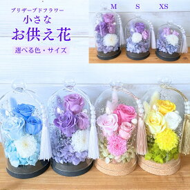 プリザーブドフラワー お供え お悔やみ お盆 新盆 贈り物 花 アレンジメント ガラスドーム 小さい お彼岸 命日 四十九日 一周忌 三回忌 一対 仏壇 仏壇用 ペット