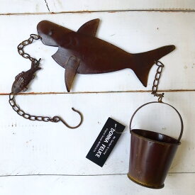 メタルジョーズチェーン サメ 魚 ガーデニング 雑貨 かわいい 植木鉢 ブリキ
