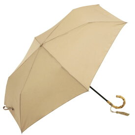 ビコーズ プレーンカラー トートバッグ ミニ ベージュ バンブー 竹 持ち手 傘 レディース 折傘 折りたたみ傘 雨傘 日傘 UVカット 遮光 晴雨兼用 手開きタイプ